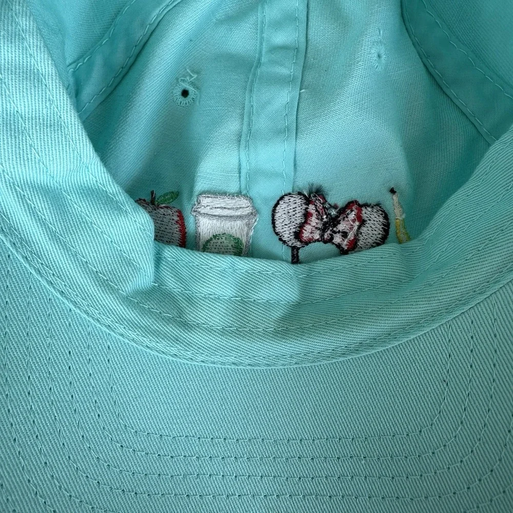 Disney Parks teal blue baseball cap Teacher Coffee Minnie Ears Distressed